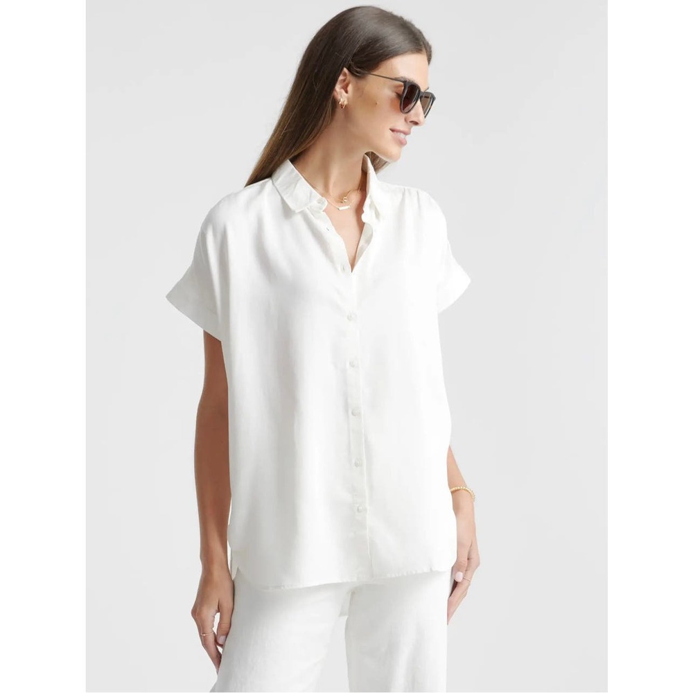 QUINCE White Vintage Wash Tencel Camp Shirt NWT Size Medium